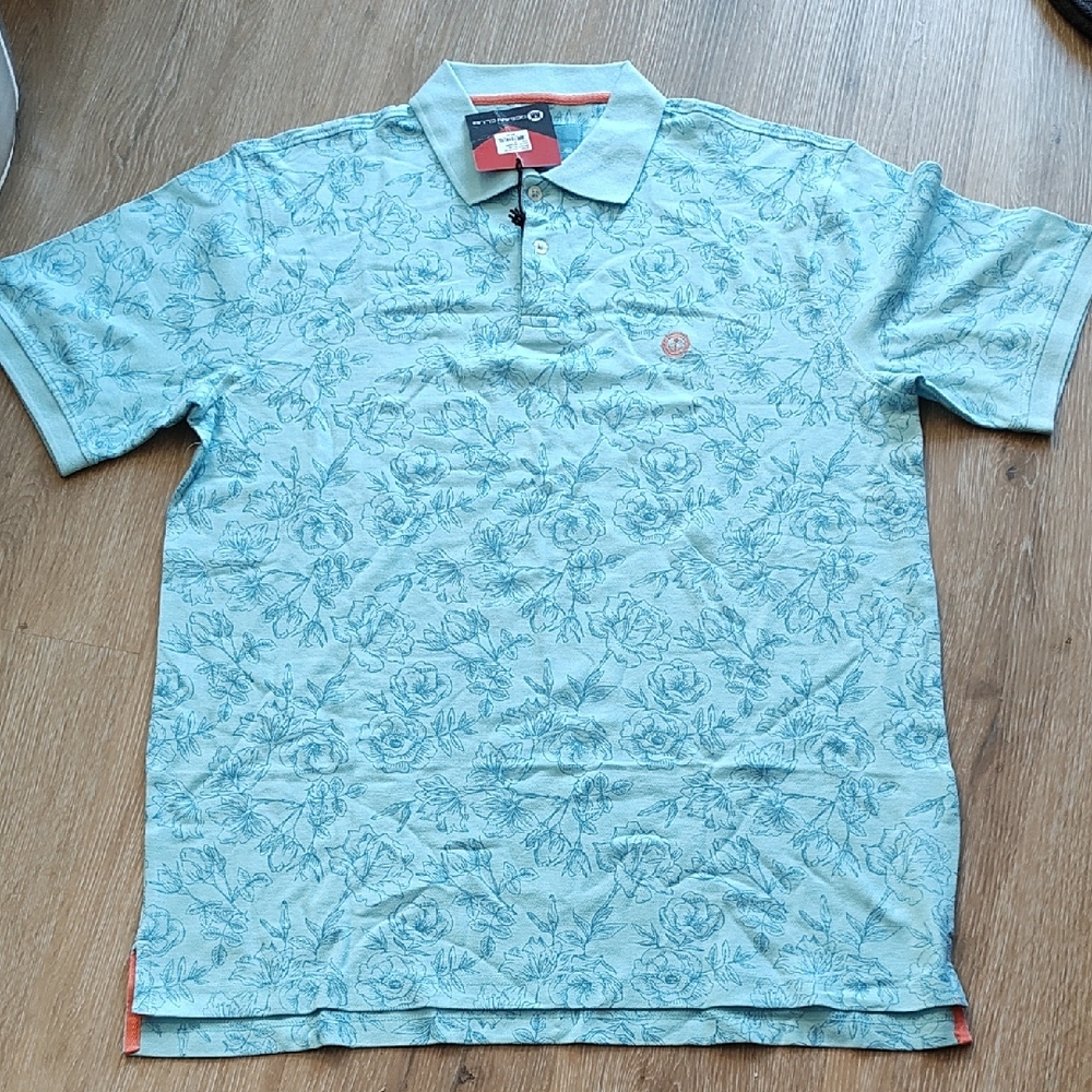 Men's Light Blue Floral Polo Shirt